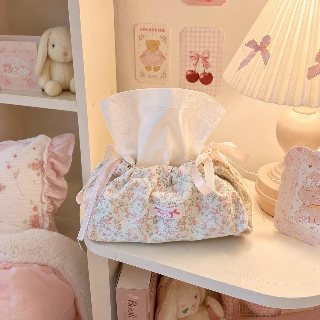 Cute Drawstring Fabric Tissue Cover