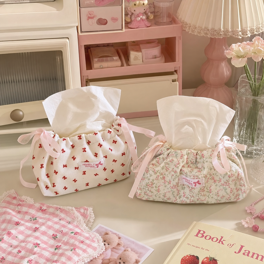 Cute Drawstring Fabric Tissue Cover