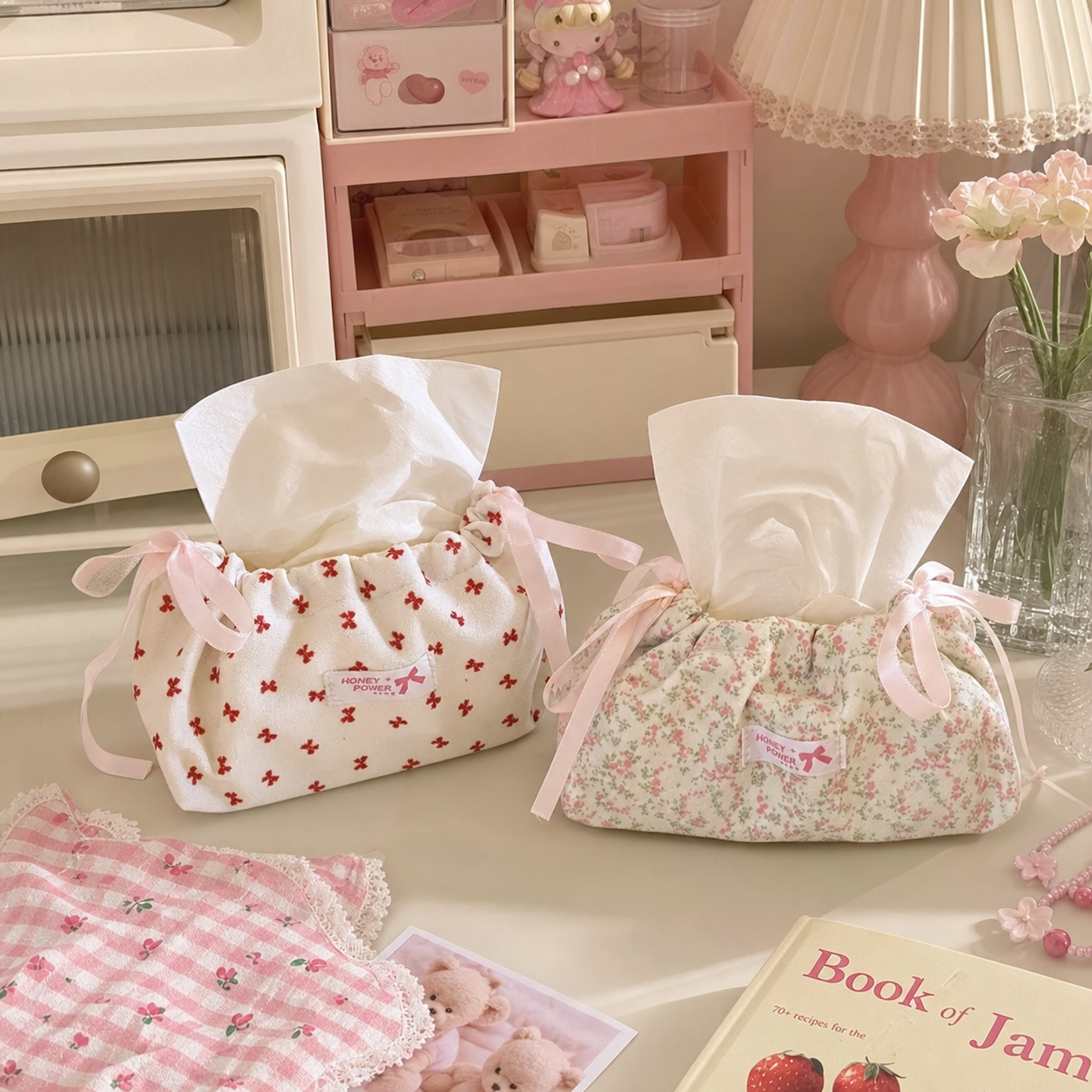 Cute Drawstring Fabric Tissue Cover